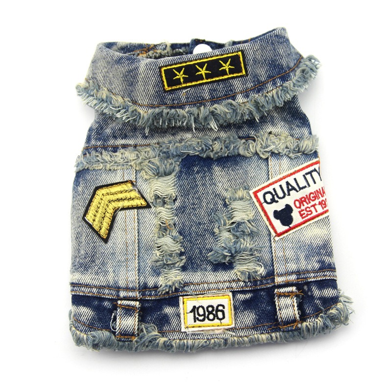 Pet Denim Vest Distressed Jean Jacket