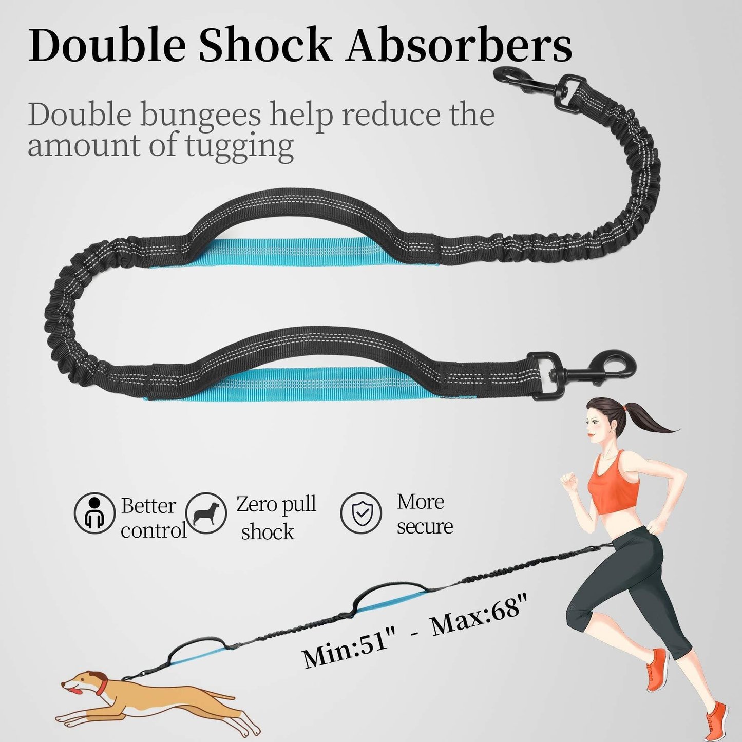 Nylon Hands-Free Dog Running Leash with Bell