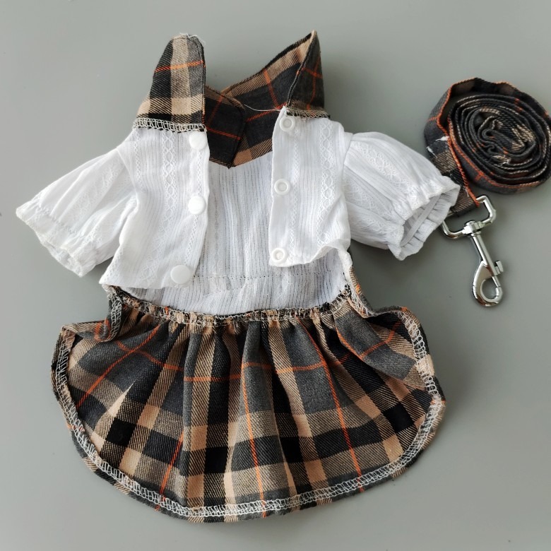 Checkered Pattern Dog and Cat Dress