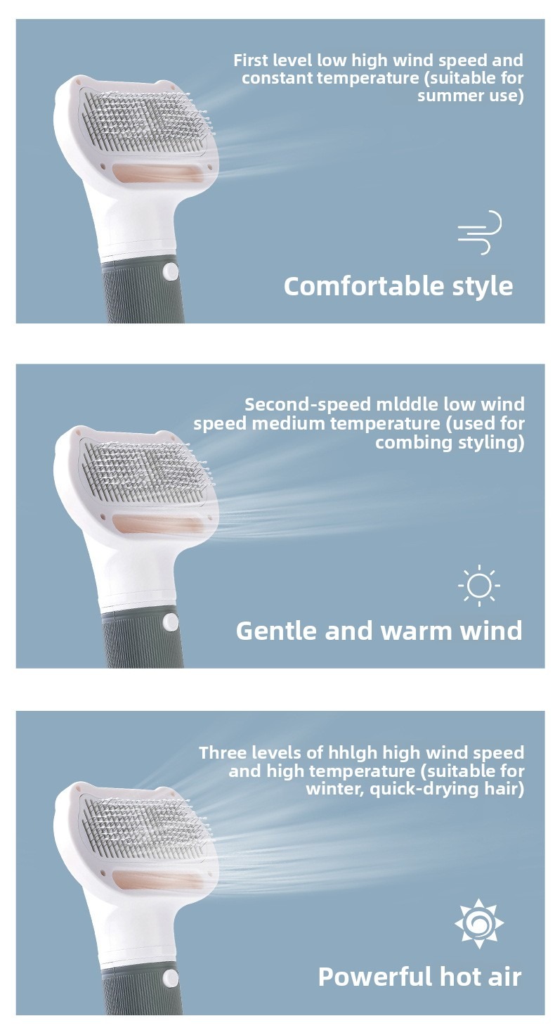 Pet Grooming Dryer 3 in 1 with Slicker Brush