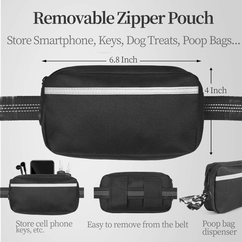 Nylon Hands-Free Dog Running Leash with Bell