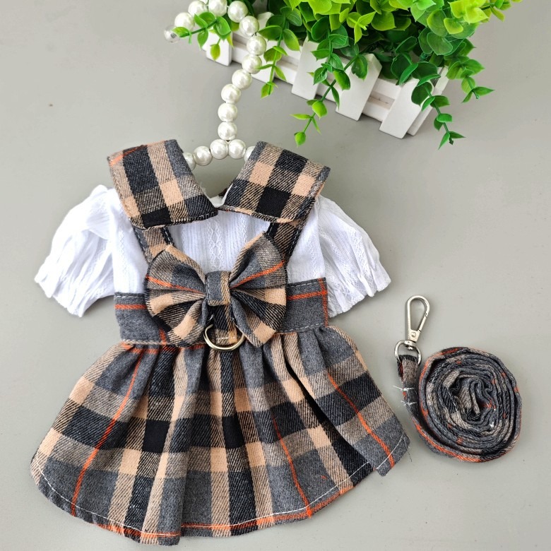 Checkered Pattern Dog and Cat Dress