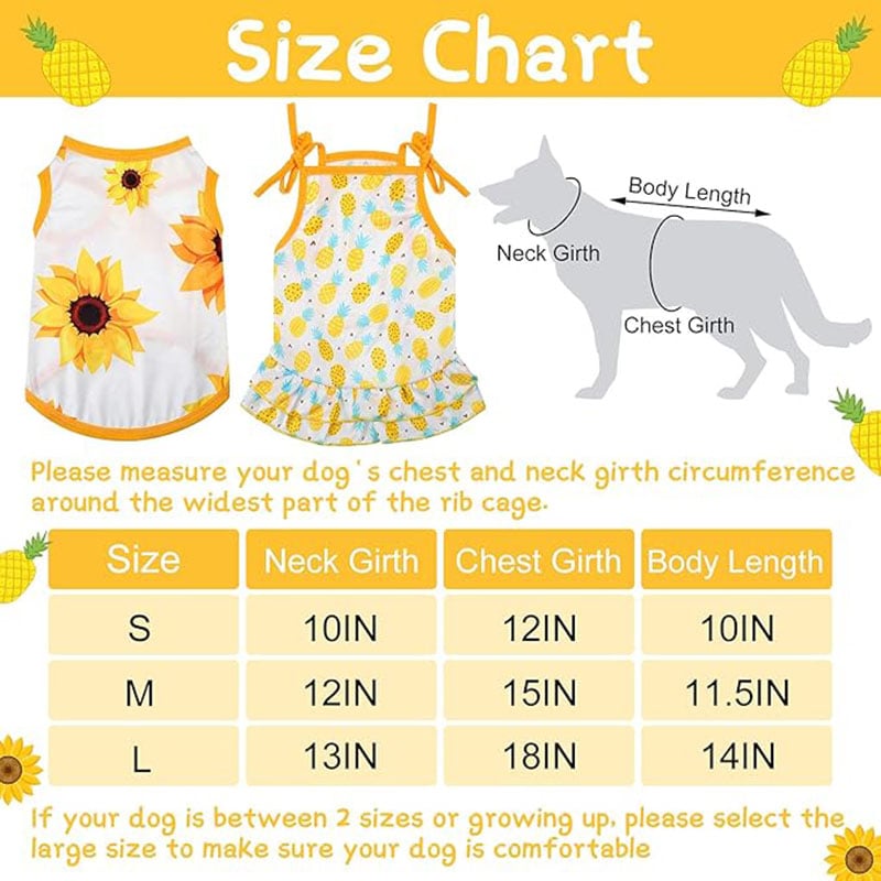 Fruit and Sunflower Pet Suspender Dress Set