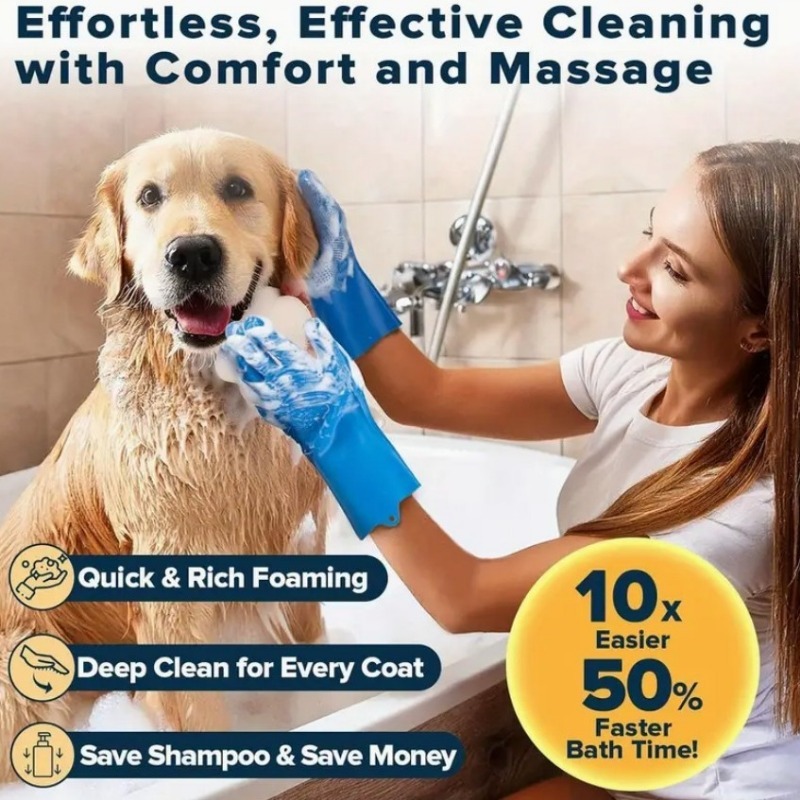 Pet Grooming Tools Set with Comb and Bath Gloves