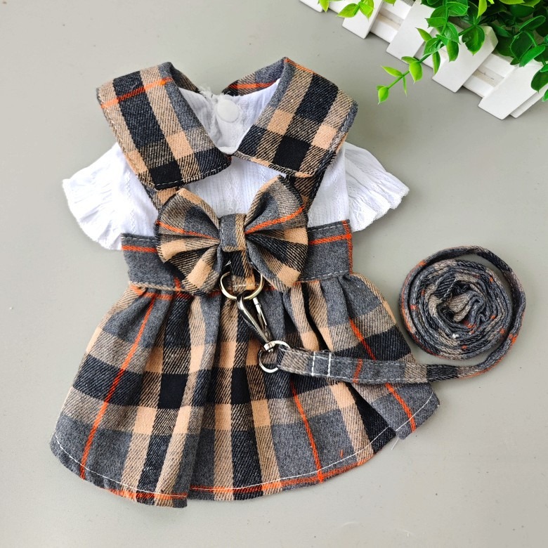 Checkered Pattern Dog and Cat Dress