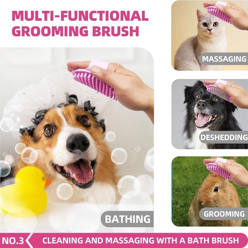 Pet Bath Brush Kit 6 Piece Grooming Set