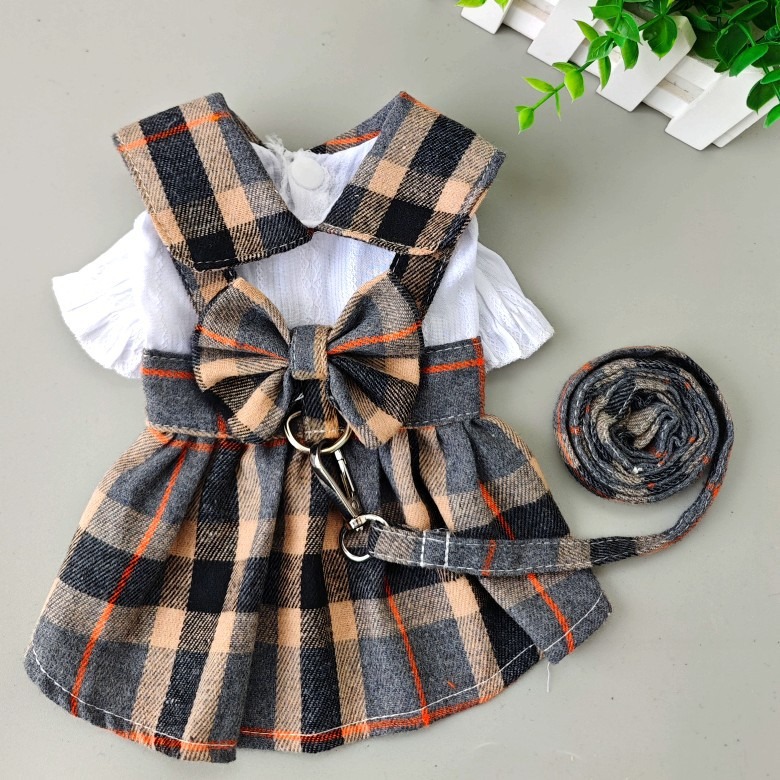 Checkered Pattern Dog and Cat Dress