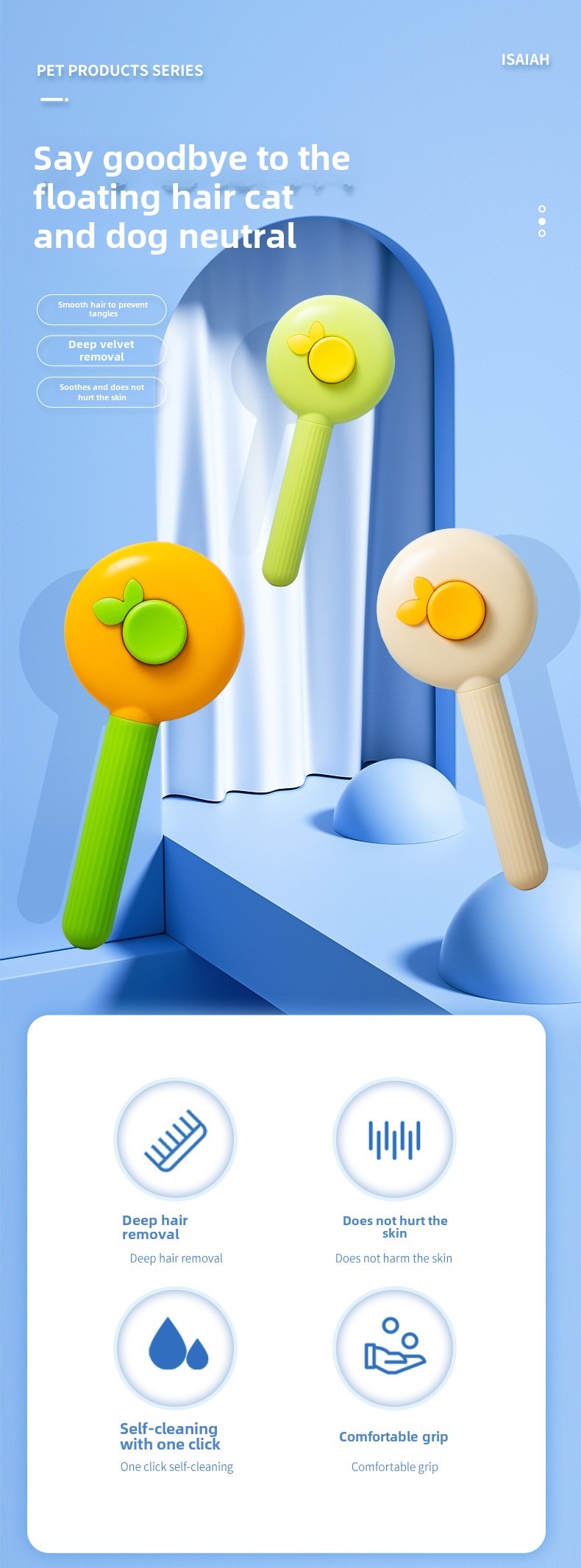 Pet Comb One Button Self Cleaning Grooming Brush