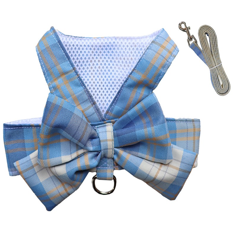 Summer Polyester Pet Harness Vest JK Plaid Skirt
