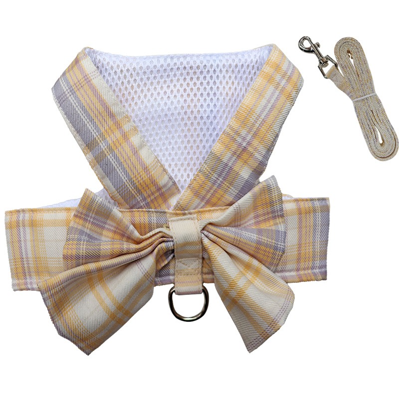 Summer Polyester Pet Harness Vest JK Plaid Skirt