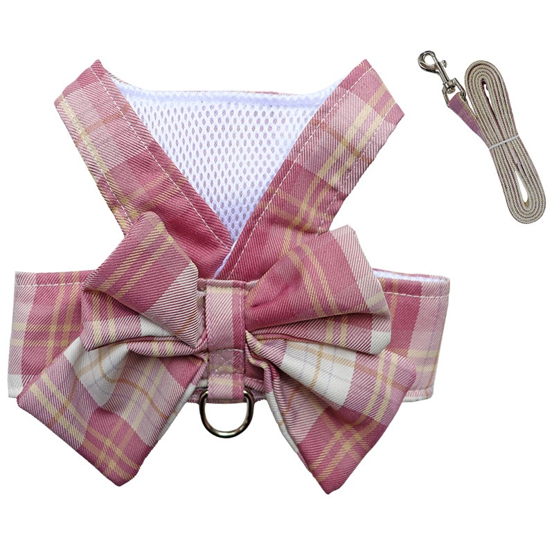 Summer Polyester Pet Harness Vest JK Plaid Skirt