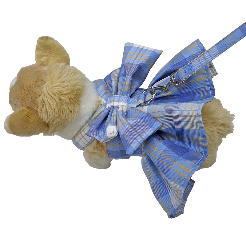 Summer Polyester Pet Harness Vest JK Plaid Skirt