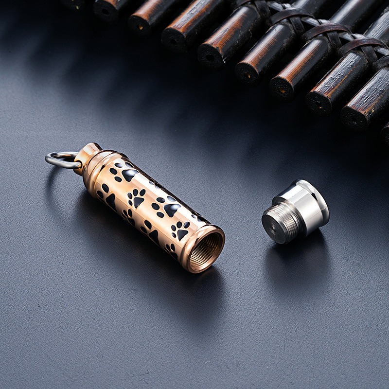 Commemorative Footprint Cylindrical Urn Necklace