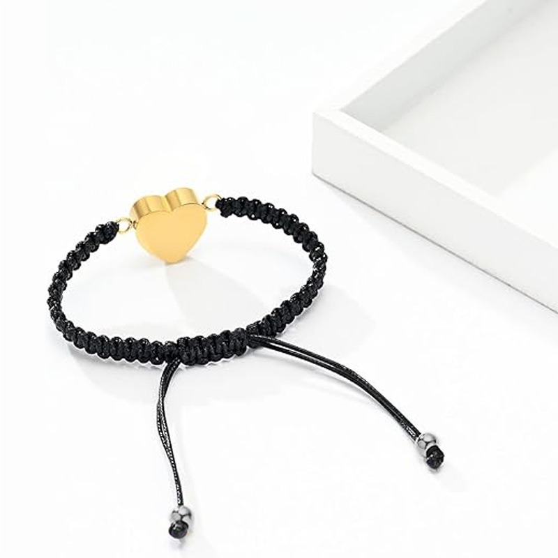 Black Woven Stainless Steel Pet Memorial Bracelet