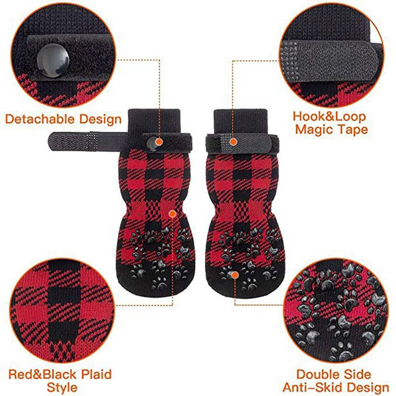 Christmas Themed Dog Socks with Non-Slip
