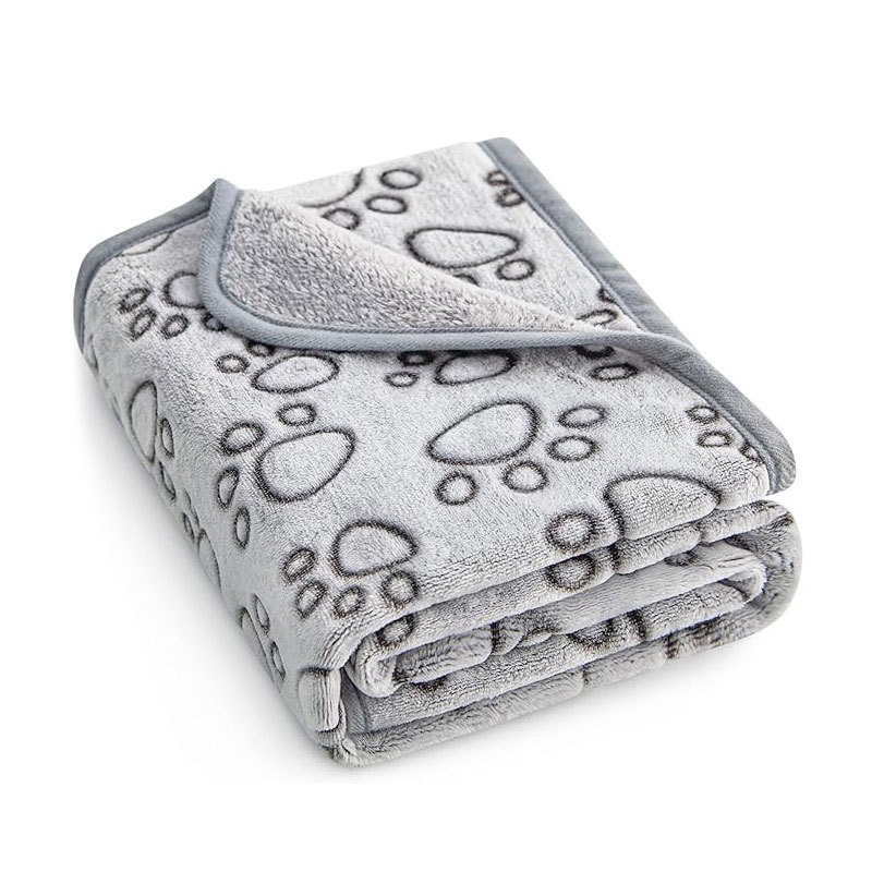 Embroidered Flannel Pet Mat with Paw Print