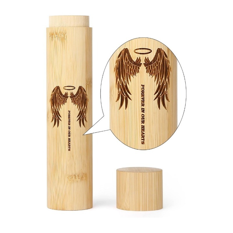 Modern Bamboo Pet Cremation Urn for Dogs and Cats