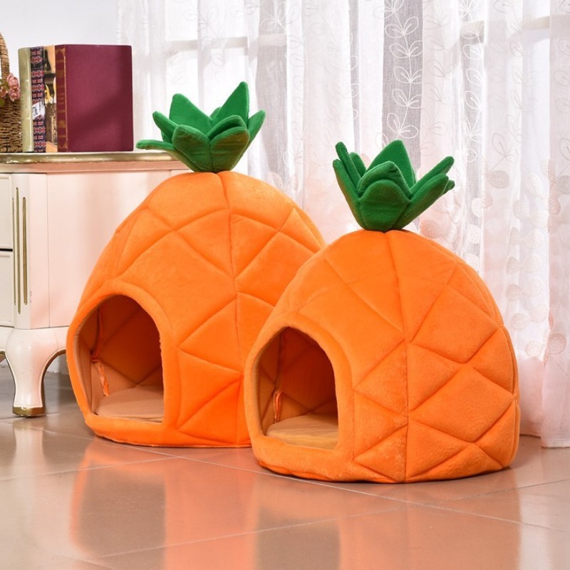 Pineapple Shaped Velvet Pet Bed for Small Animals