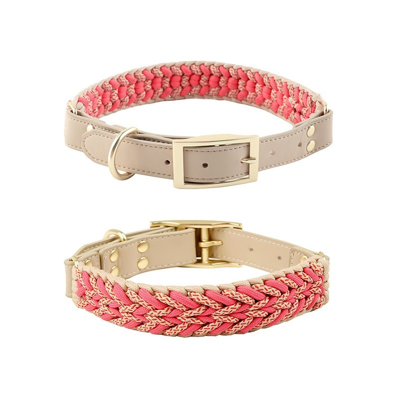 Dog Collar Leash Set Hand Woven Nylon