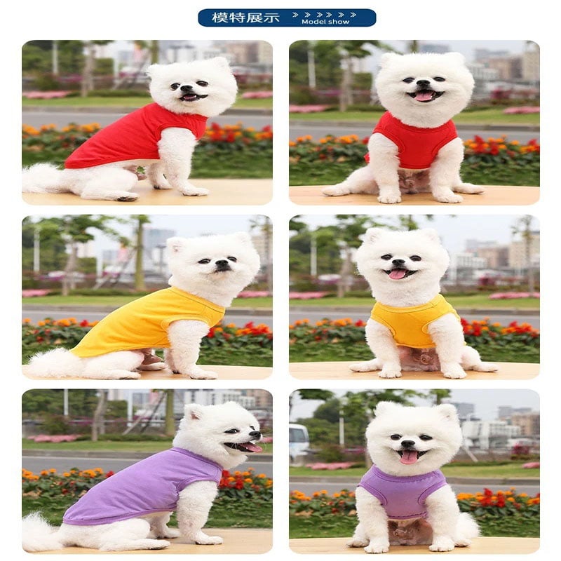 Cotton Dog Vest Solid Color Summer Clothes