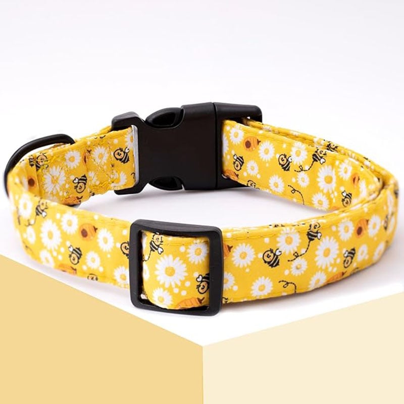 Bee Print Adjustable Dog Collar