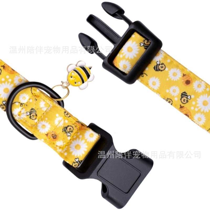 Bee Print Adjustable Dog Collar