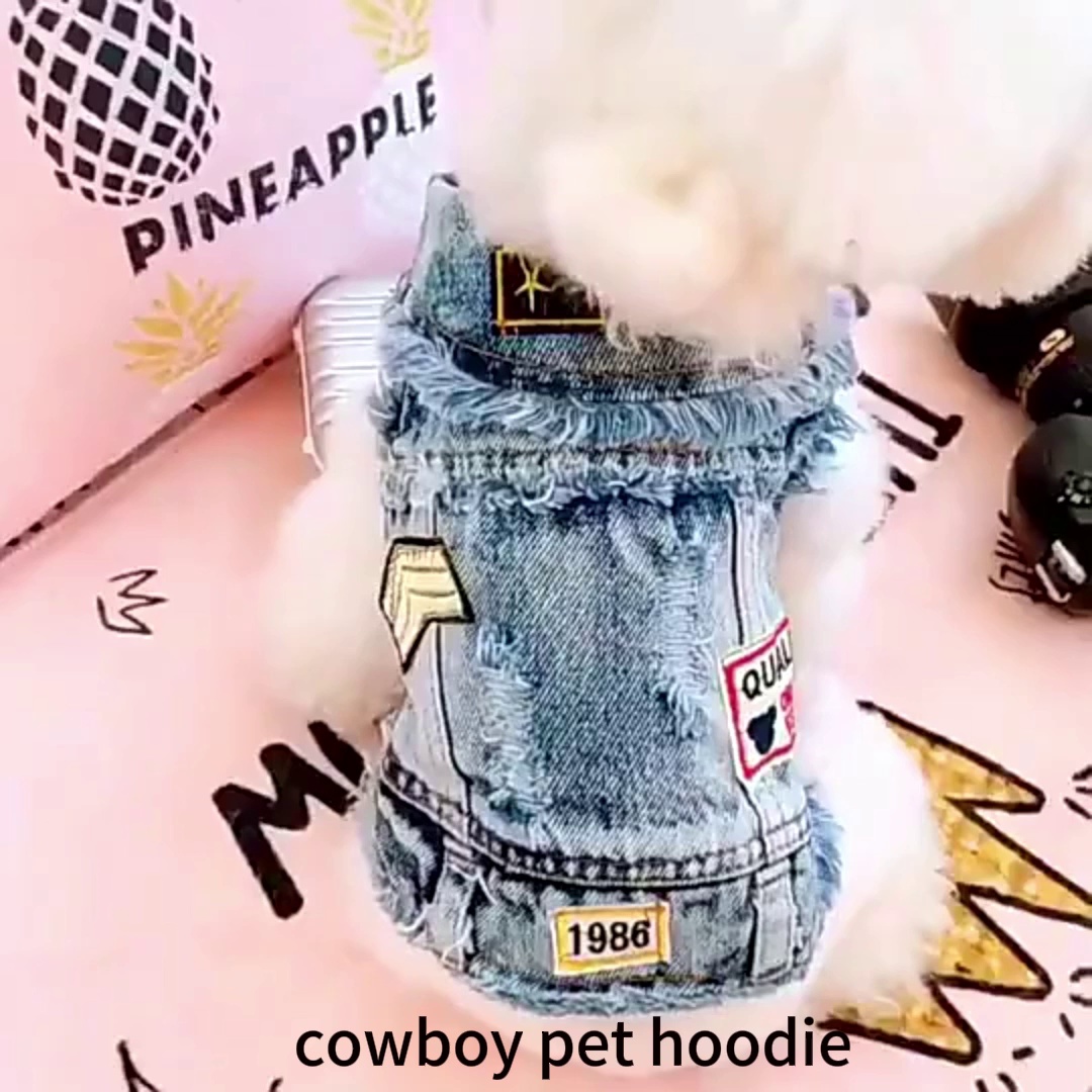 Pet Denim Vest Distressed Jean Jacket