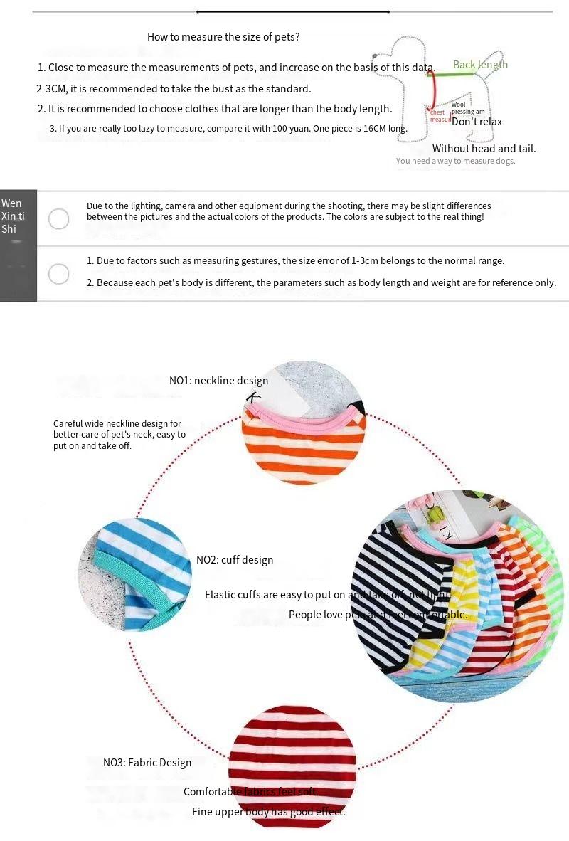 Striped Dog T-Shirt Summer Pet Clothes