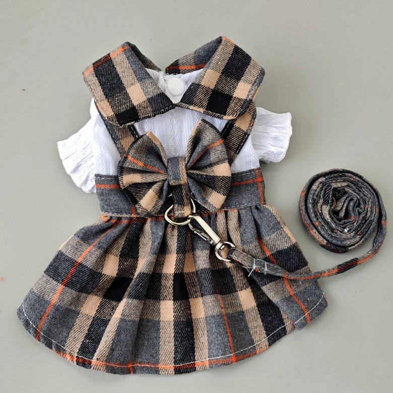 Checkered Pattern Dog and Cat Dress