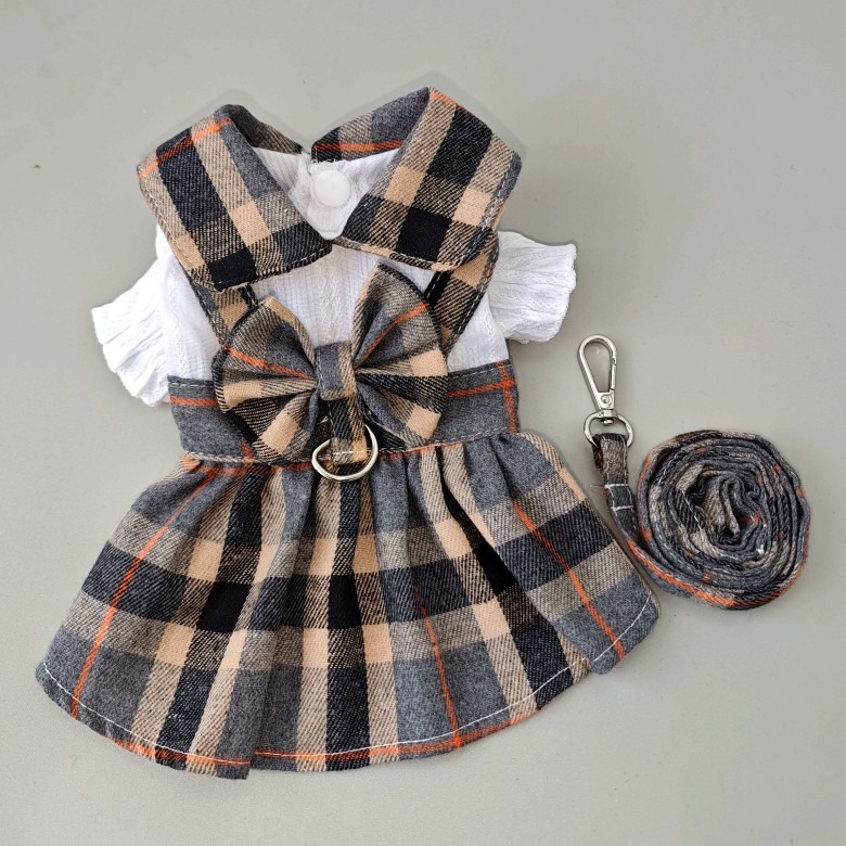 Checkered Pattern Dog and Cat Dress