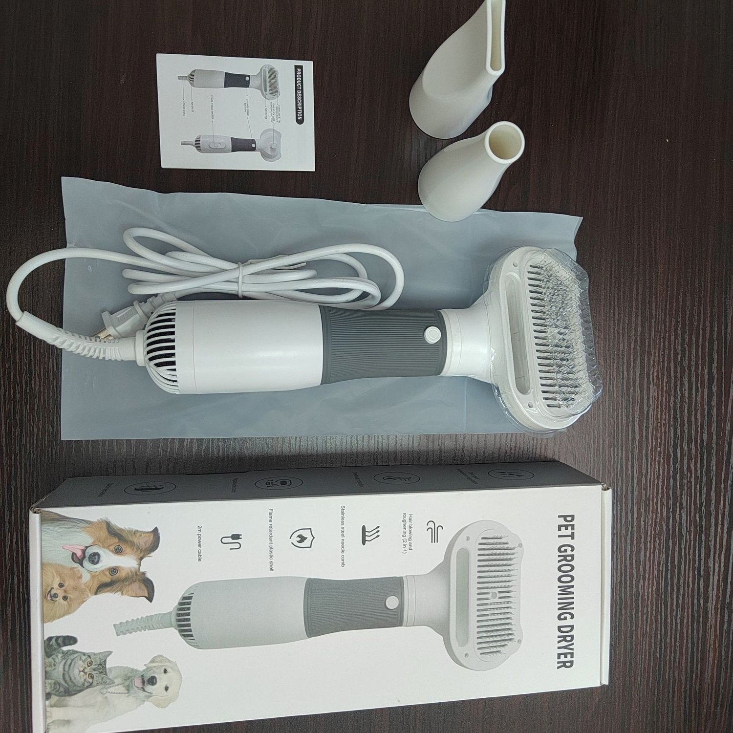 Pet Grooming Dryer 3 in 1 with Slicker Brush