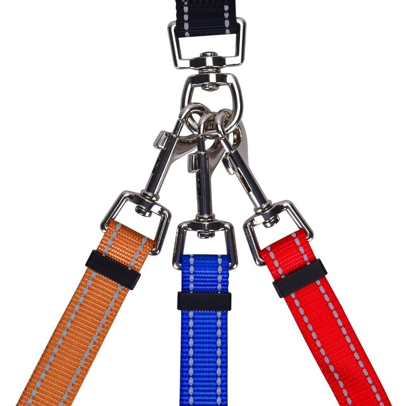 Triple Dog Leash with Reflective Design