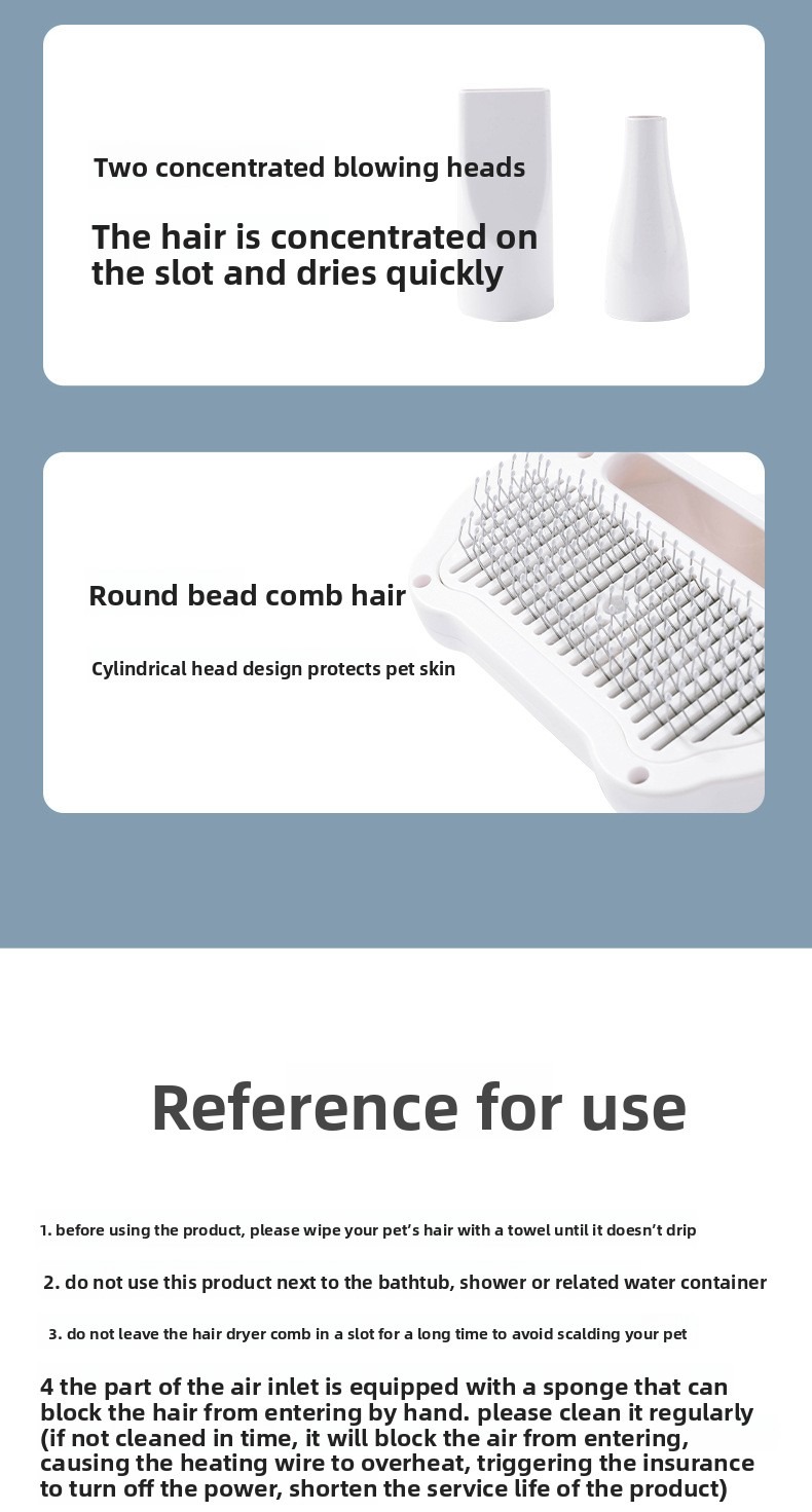 Pet Grooming Dryer 3 in 1 with Slicker Brush