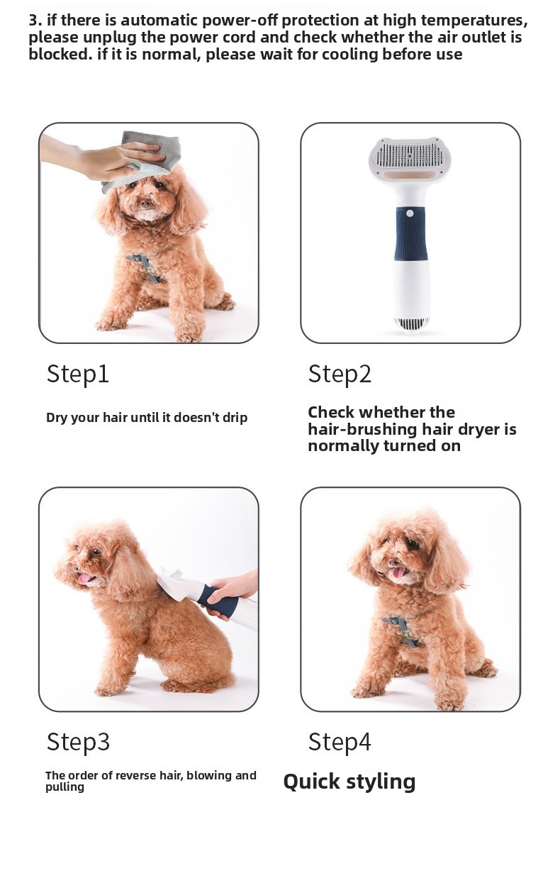 Pet Grooming Dryer 3 in 1 with Slicker Brush