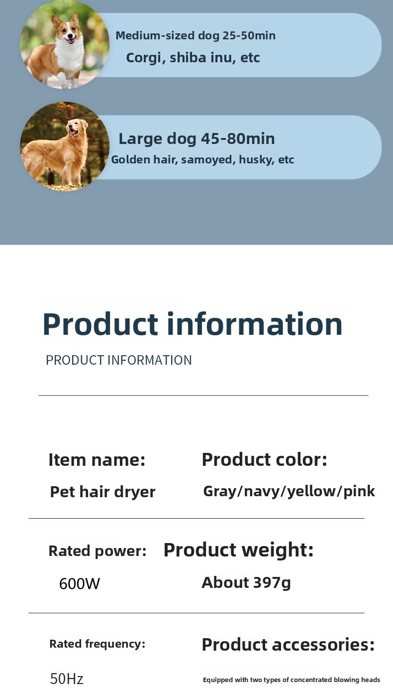 Pet Grooming Dryer 3 in 1 with Slicker Brush