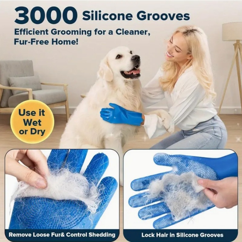 Pet Grooming Tools Set with Comb and Bath Gloves