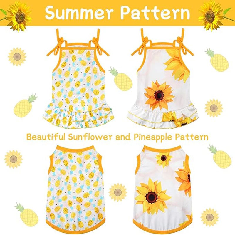 Fruit and Sunflower Pet Suspender Dress Set