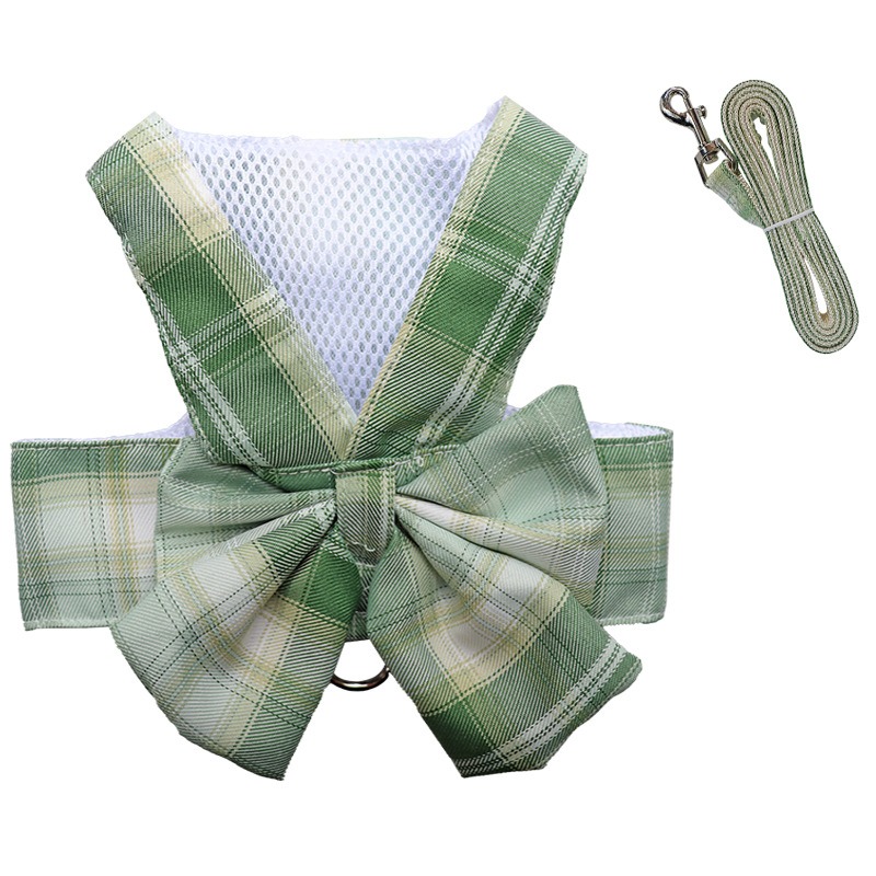 Summer Polyester Pet Harness Vest JK Plaid Skirt