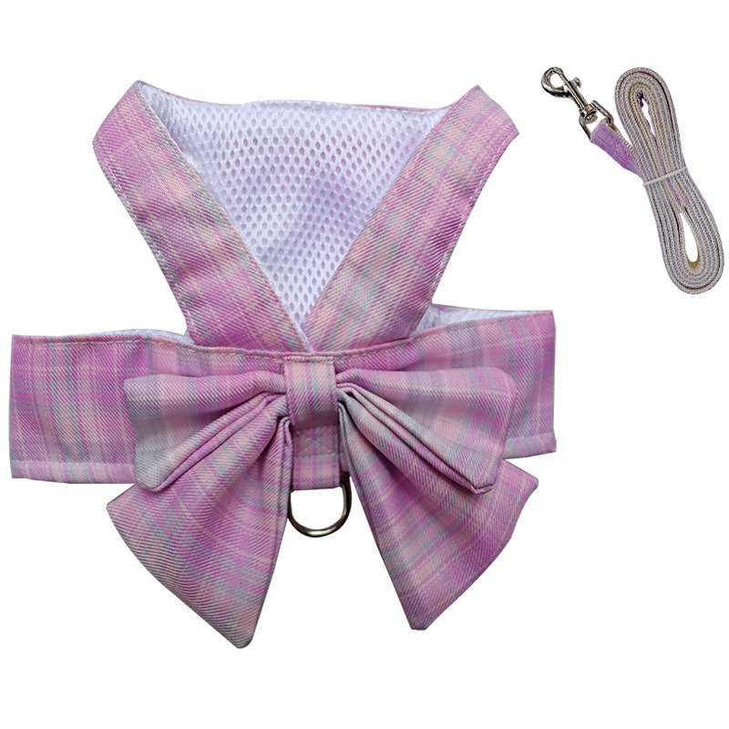 Summer Polyester Pet Harness Vest JK Plaid Skirt