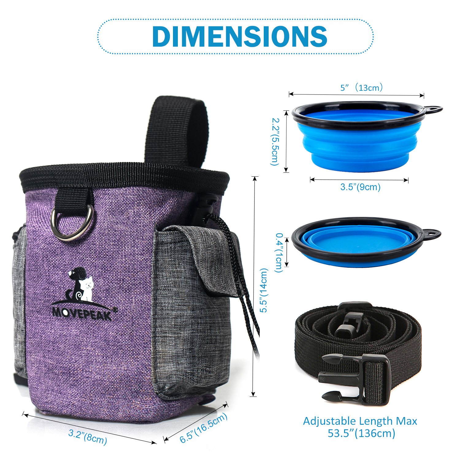 Outdoor Dog Training Bag with Poop Bag Holder