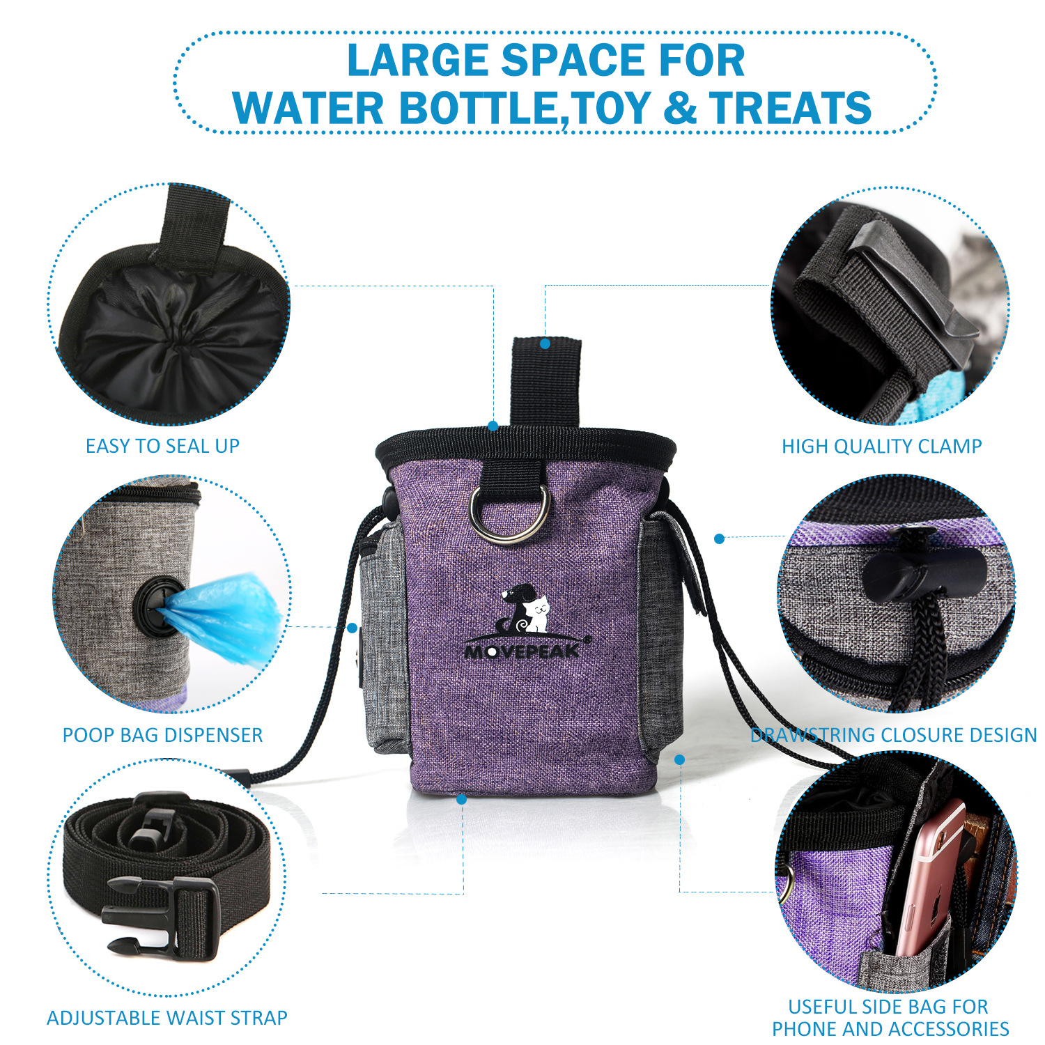 Outdoor Dog Training Bag with Poop Bag Holder