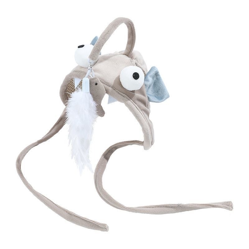 Long-Handle Feather Teaser Cat Toy with Hat