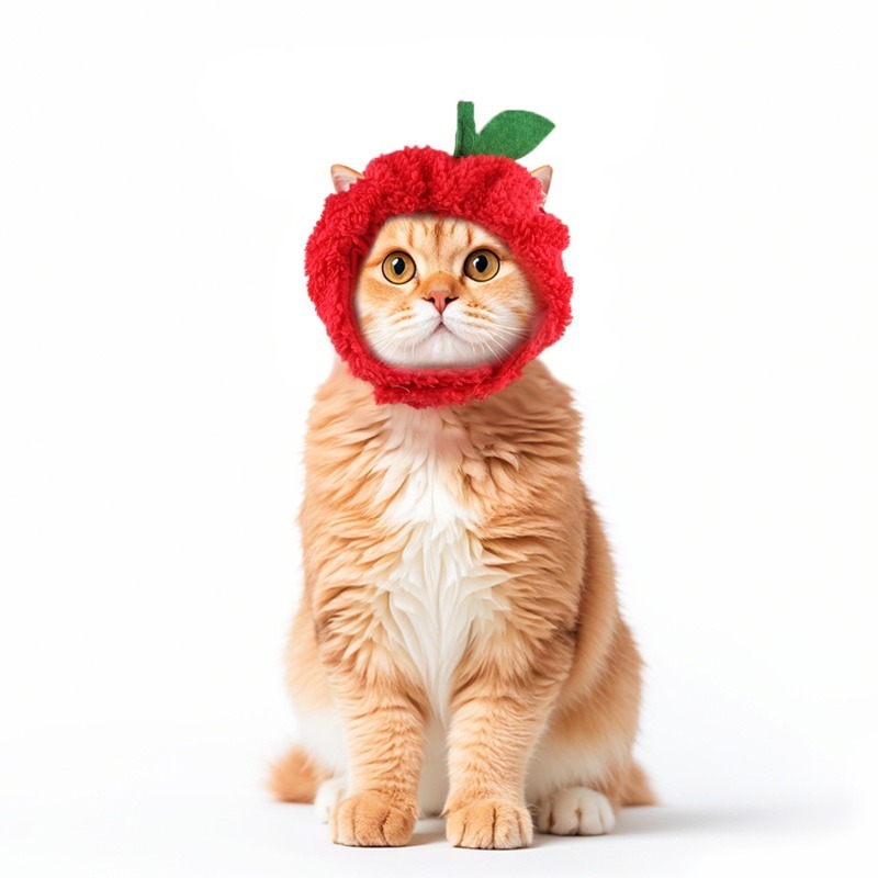 Solid Apple Headwear with Exposed Ears for Pets