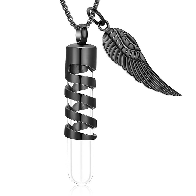 Cylindrical Glass Jar Memorial Urn Necklace