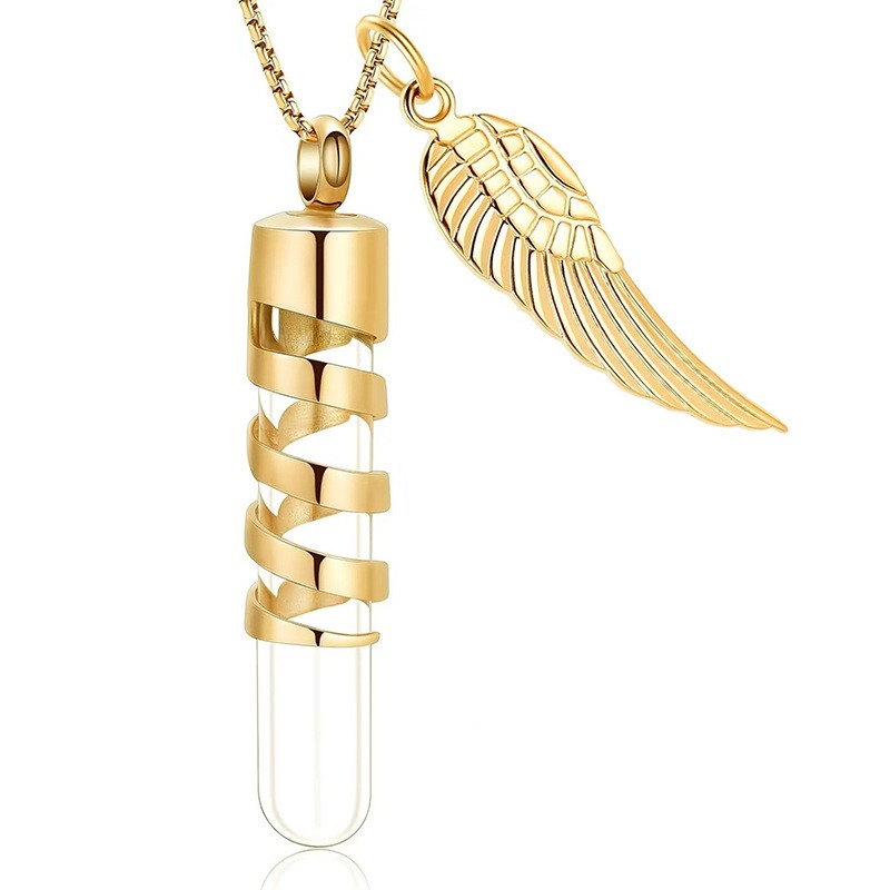 Cylindrical Glass Jar Memorial Urn Necklace