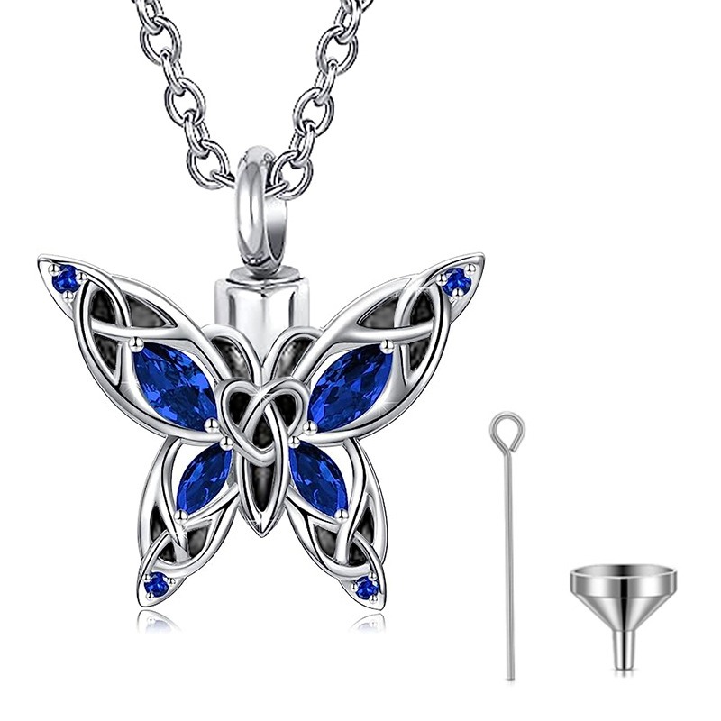 Butterfly Themed Pet Hair Ashes Memorial Pendant