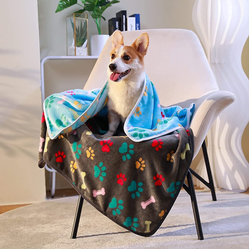 Thickened Coral Fleece Pet Blanket for Beds