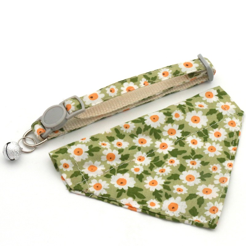 Pet Collar Nylon Floral Scarf Triangle