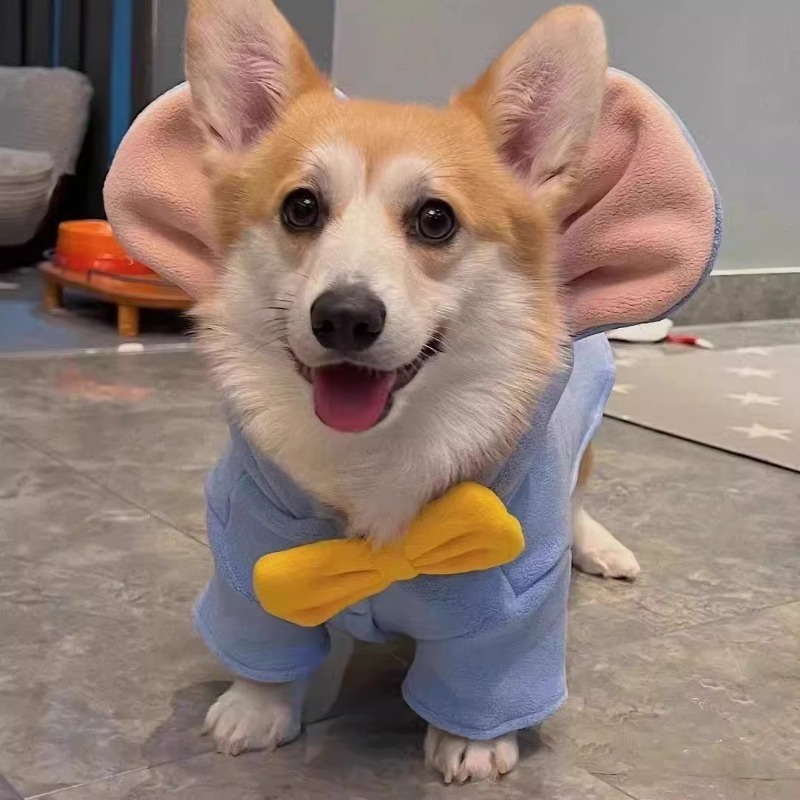 Padded Dog Hoodie with Big Ear Bow Decoration