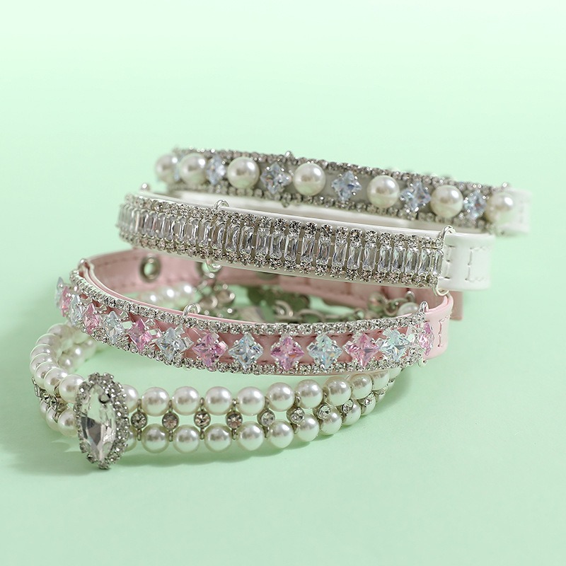 Pet Collar PU Leather Floral Adjustable